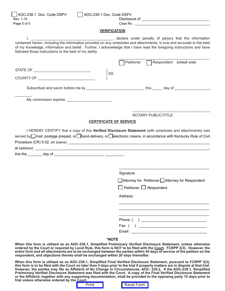 Form AOC-238.1 (AOC-239.1) - Fill Out, Sign Online and Download ...