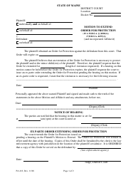 Form PA-013 &quot;Motion to Extend Order for Protection&quot; - Maine