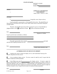 Document preview: Form SC-006 Affidavit and Request for Service - Maine