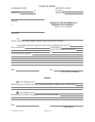 Form CV-060 &quot;Request for Withdrawal (Minor's Settlement)&quot; - Maine