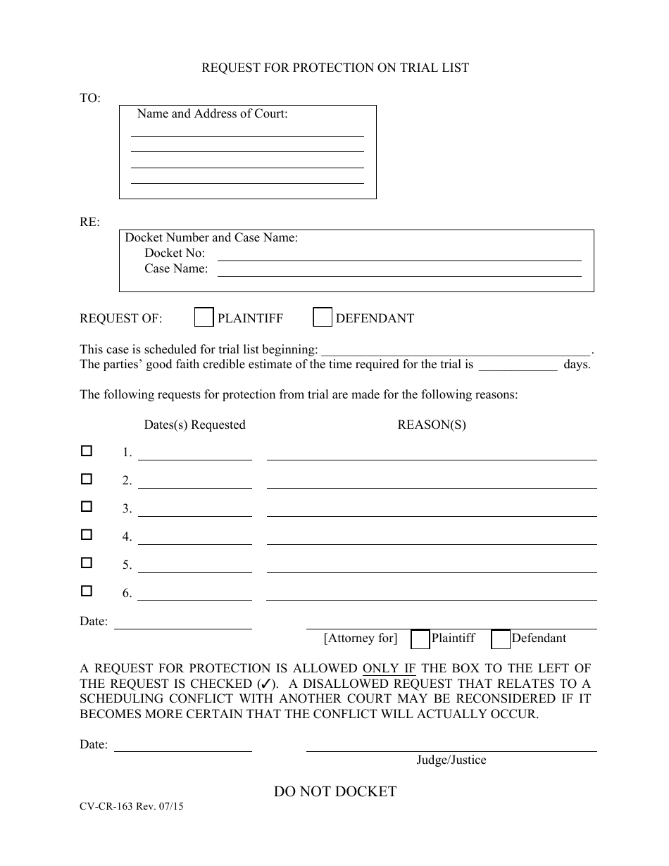 Form CV-CR-163 - Fill Out, Sign Online and Download Fillable PDF, Maine ...