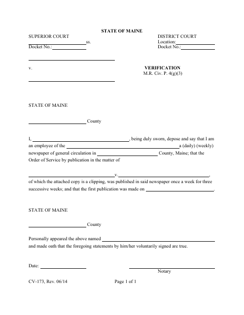 Form CV-173  Printable Pdf