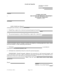 Form CV-183 &quot;Complaint for Recovery of Personal Property (Summary Process)&quot; - Maine