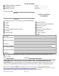 Document preview: Form CV-CR-199 Notice of Address Change - Maine
