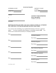 Document preview: Form CV-207 Consent for Expedited Final Hearing - Maine