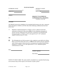 Document preview: Form CV-208 Request to Schedule Expedited Final Hearing - Maine