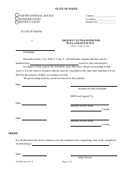 Document preview: Form CR-083 Request to Transfer for Plea and Sentence - Maine