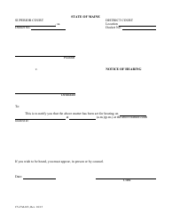 Document preview: Form CV-FM-103 Notice of Hearing - Maine