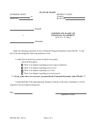 Document preview: Form FM-042 Certificate in Lieu of Financial Statement - Maine