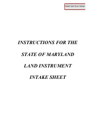Document preview: Instructions for Form AOC-CC-300 Maryland Land Instrument Intake Sheet - Maryland