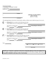 Document preview: Form FM-056 Certificate Regarding Real Estate - Maine