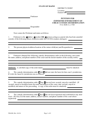 Document preview: Form FM-008 Petition for Expedited Enforcement of Child Custody Determination - Maine