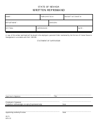 Document preview: Form NPD-52 Written Reprimand - Nevada