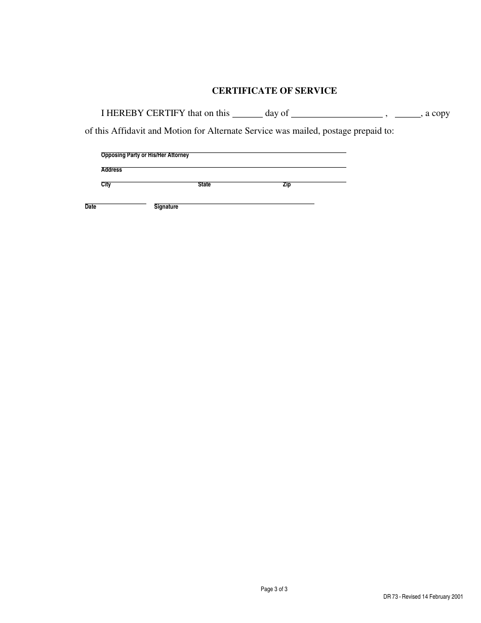 Form DR73 Affidavit - Maryland, Page 3
