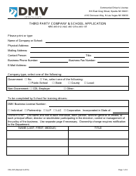 Document preview: Form CDL-025 Third Party Company & School Application - Nevada