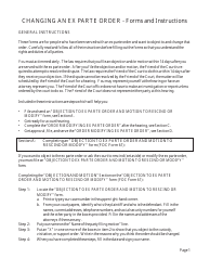 Document preview: Instructions for Changing an Ex Parte Order - Michigan
