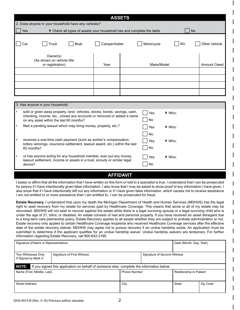 Form DHS-4574-B - Fill Out, Sign Online and Download Printable PDF ...