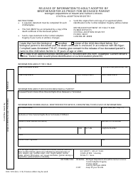 Document preview: Form DHS-1918 Release of Information to Adult Adoptee by Brother/Sister as Proxy for Deceased Parent - Michigan