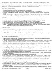 Form DHS-721 Personal Care Services Provider Log - Michigan, Page 3