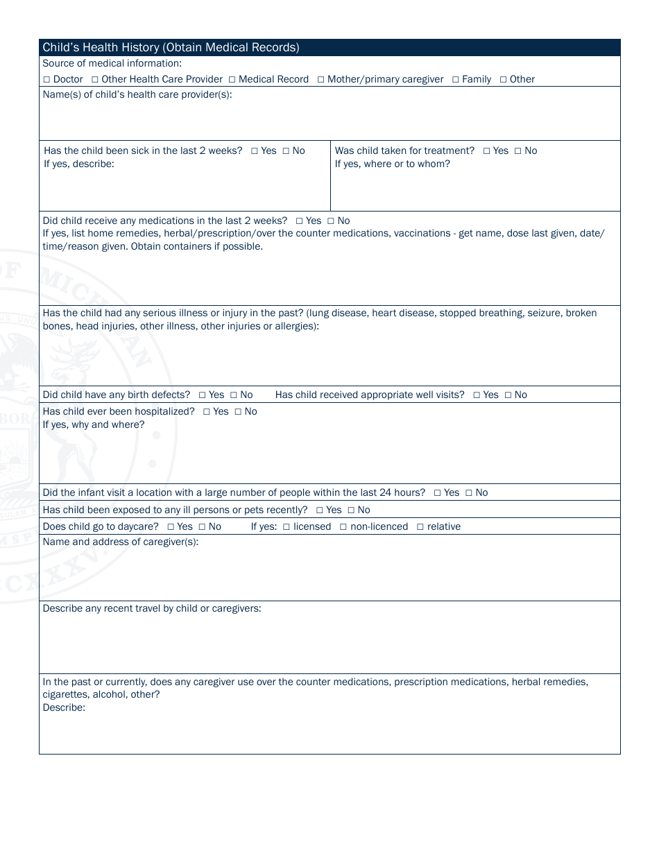 State of Michigan Sudden  Unexplained Child Death Scene Investigation Form - Michigan, Page 3
