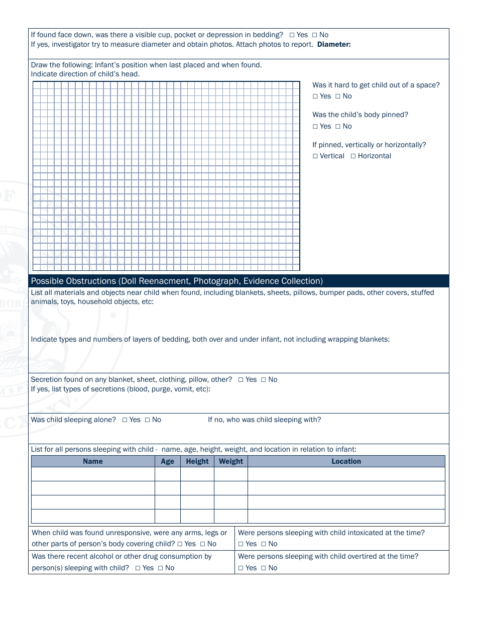 State of Michigan Sudden  Unexplained Child Death Scene Investigation Form - Michigan, Page 7