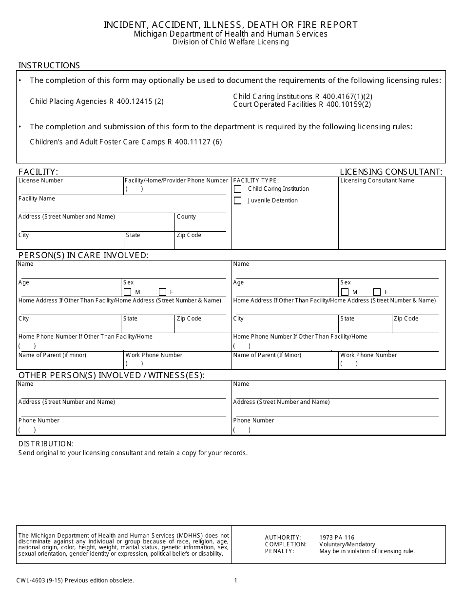 Form CWL-4603 - Fill Out, Sign Online and Download Fillable PDF ...