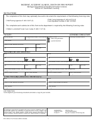Form CWL-4603 Incident, Accident, Illness, Death or Fire Report - Michigan