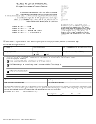 Form DHS-18A &quot;Hearing Request Withdrawal&quot; - Michigan