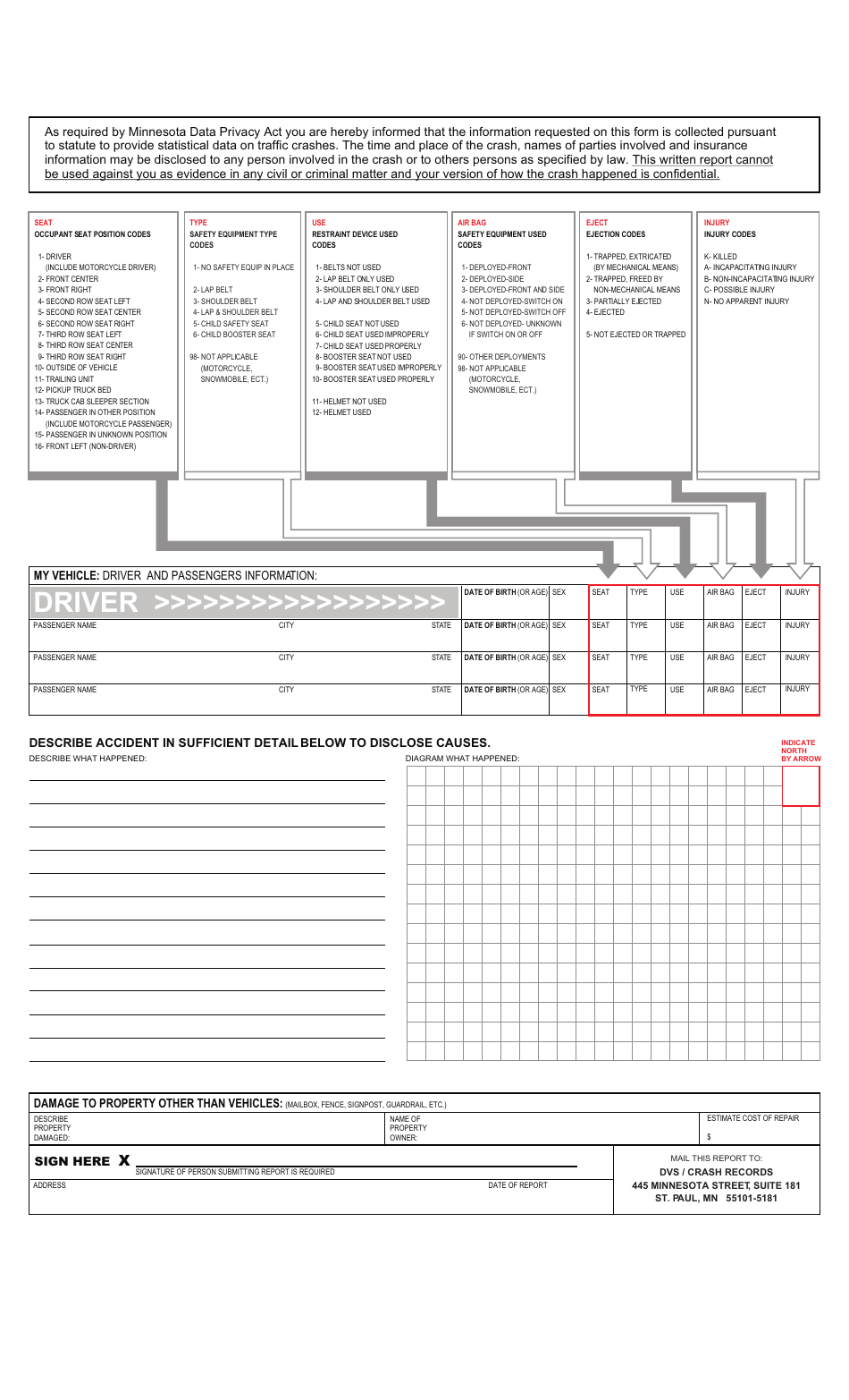 Form PS33201 Motor Vehicle Crash Report - Minnesota, Page 2