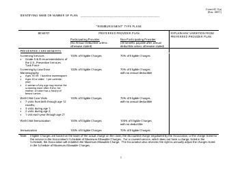 Document preview: Form HC-7(A) Reimbursement Type Plans - Hawaii