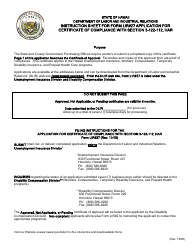 Form LIR27 Application for Certificate of Compliance With Section 3-122-112, Har - Hawaii