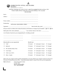 State Form 53932 &quot;Administrative Appeal and Hearing Request&quot; - Indiana