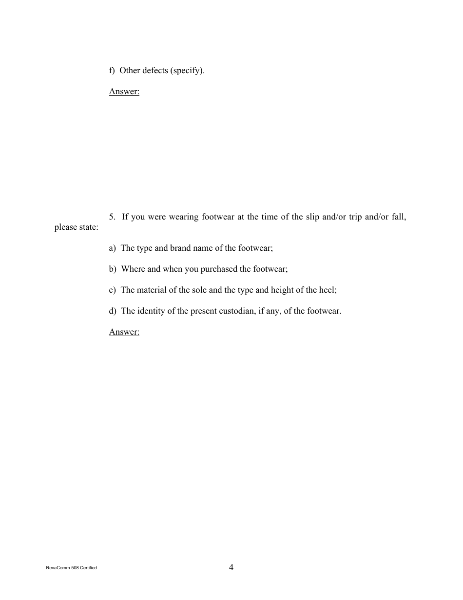 Form 1C-P-526 Interrogatories to Plaintiff (Slip / Trip / Fall) - Hawaii, Page 4
