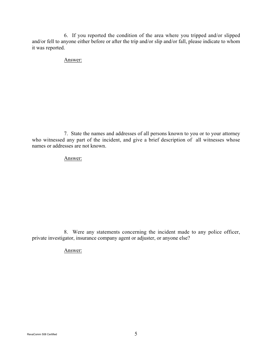 Form 1C-P-526 Interrogatories to Plaintiff (Slip / Trip / Fall) - Hawaii, Page 5