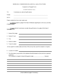 Complaint or Request Form - Nebraska, Page 2