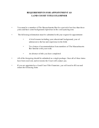 Document preview: Appointment as Land Court Title Examiner - Massachusetts
