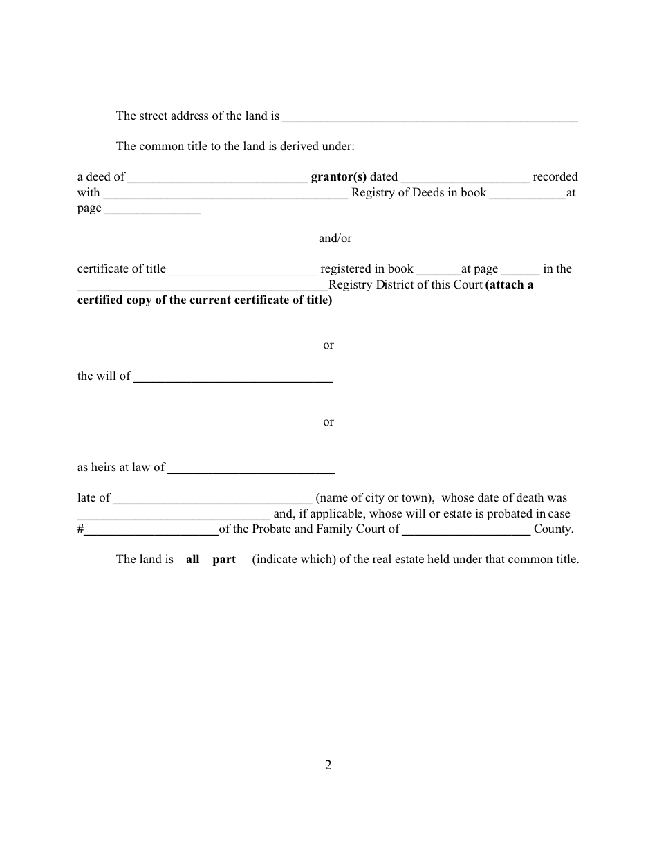 Petition for Partition - Massachusetts, Page 2