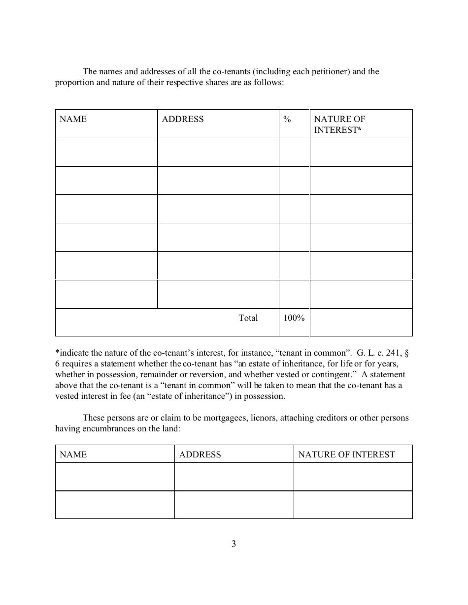 Petition for Partition - Massachusetts, Page 3