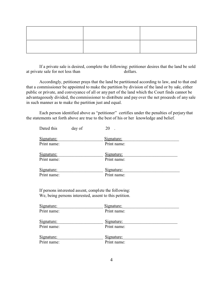 Petition for Partition - Massachusetts, Page 4