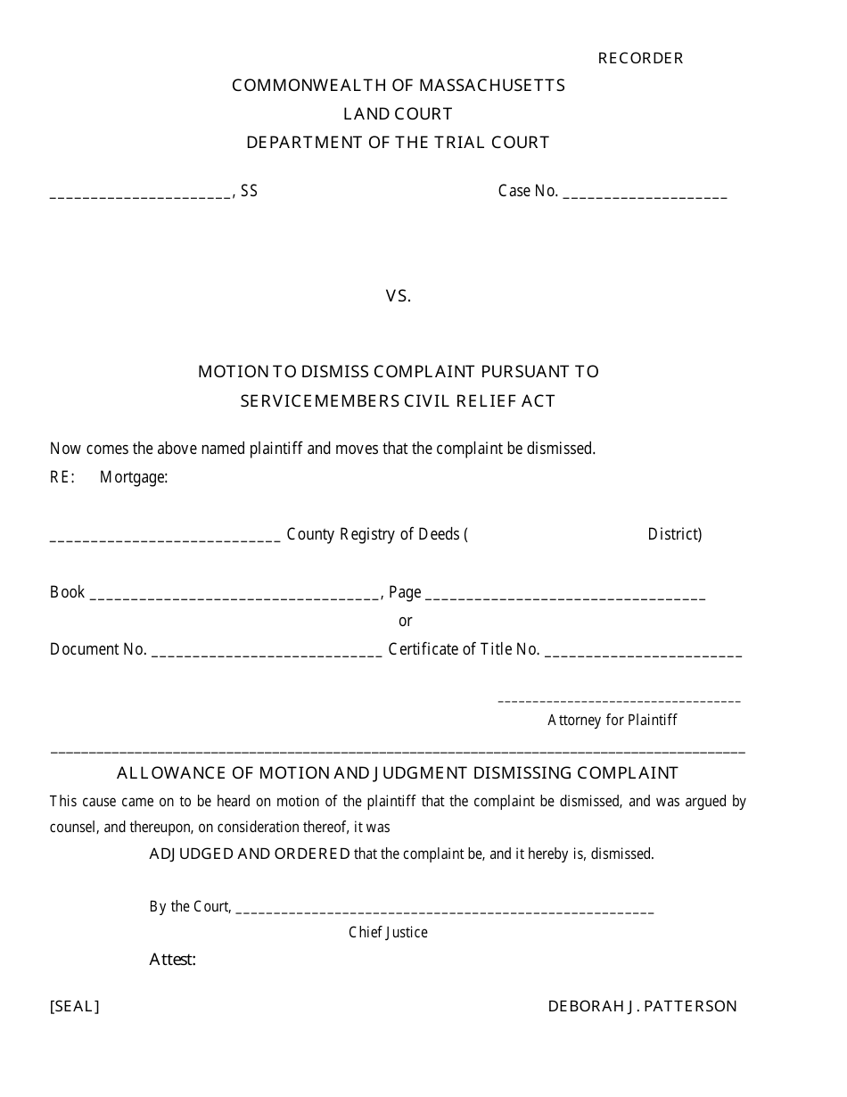 Motion to Dismiss Complaint Pursuant to Servicemembers Civil Relief Act - Massachusetts, Page 3