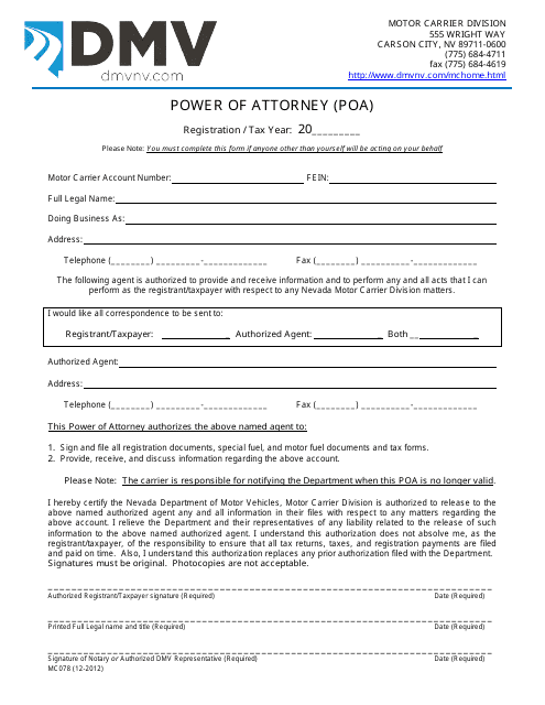 Form MC078  Printable Pdf