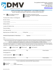 Document preview: Form OBL261 Application for Temporary Location License - Nevada