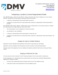 Form OBL261 Application for Temporary Location License - Nevada, Page 2