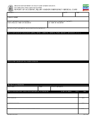 Document preview: Form MO580-2123 (BCC-106) Report of Accident, Injury and/or Emergency Medical Care - Missouri