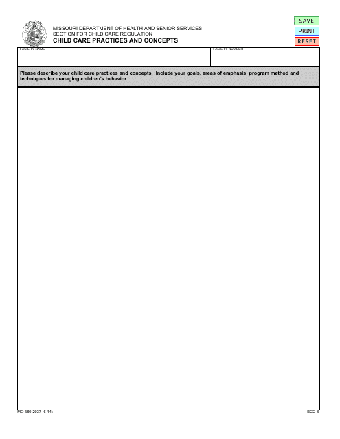 Form MO580-2037 (BCC-8)  Printable Pdf
