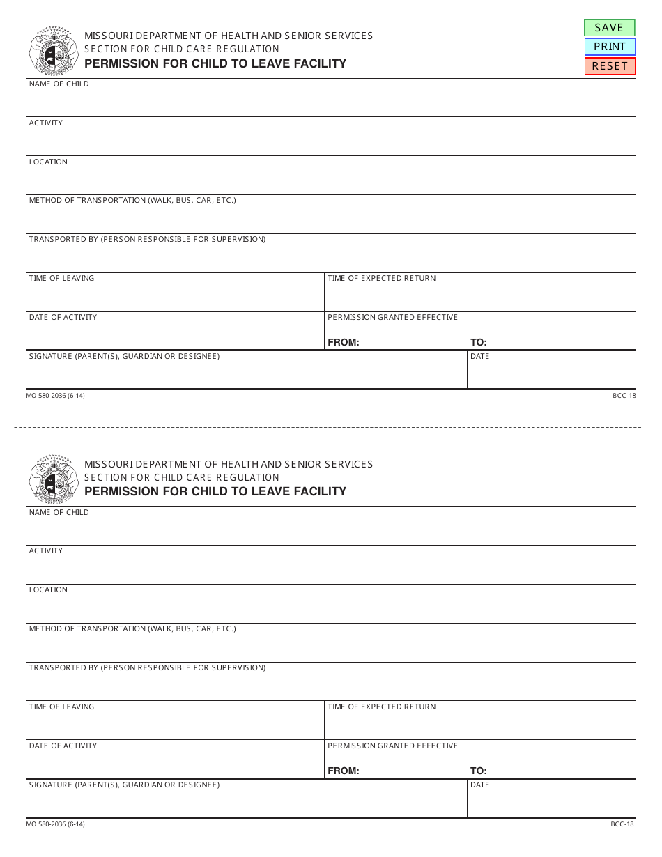 Form Mo580-2036 - Fill Out, Sign Online And Download Fillable Pdf 