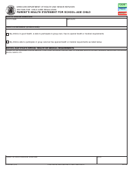 Document preview: Form MO580-2851 Parent's Health Statement for School - Age Child - Missouri