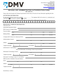 Form NVL009 Nevada Live Administrative Authorization Form - Nevada