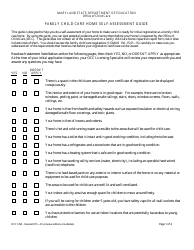 Form OCC1295 Family Child Care Home Self-assessment Guide - Maryland