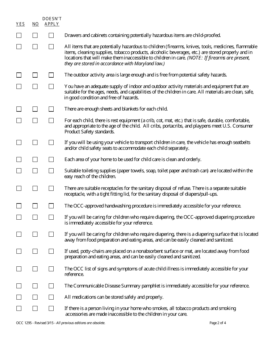 Form OCC1295 Fill Out, Sign Online and Download Printable PDF